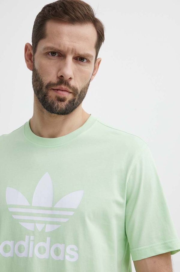 adidas Originals Bombažna kratka majica adidas Originals moška, zelena barva, IR7979
