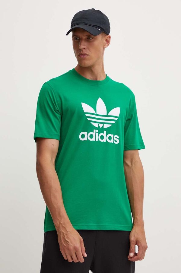 adidas Originals Bombažna kratka majica adidas Originals moška, zelena barva, IR8012