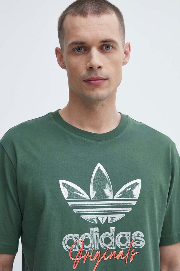 adidas Originals Bombažna kratka majica adidas Originals moška, zelena barva, IS0228