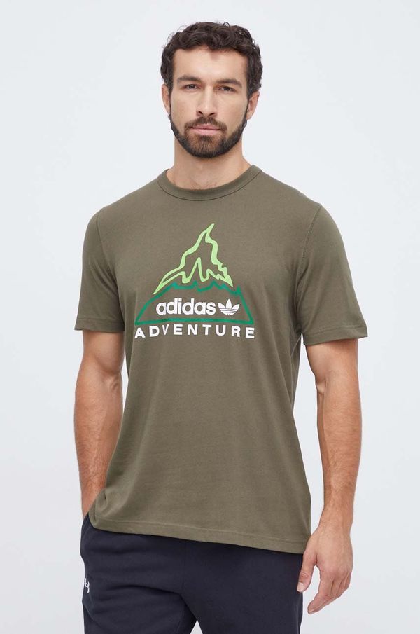 adidas Originals Bombažna kratka majica adidas Originals moški, rjava barva
