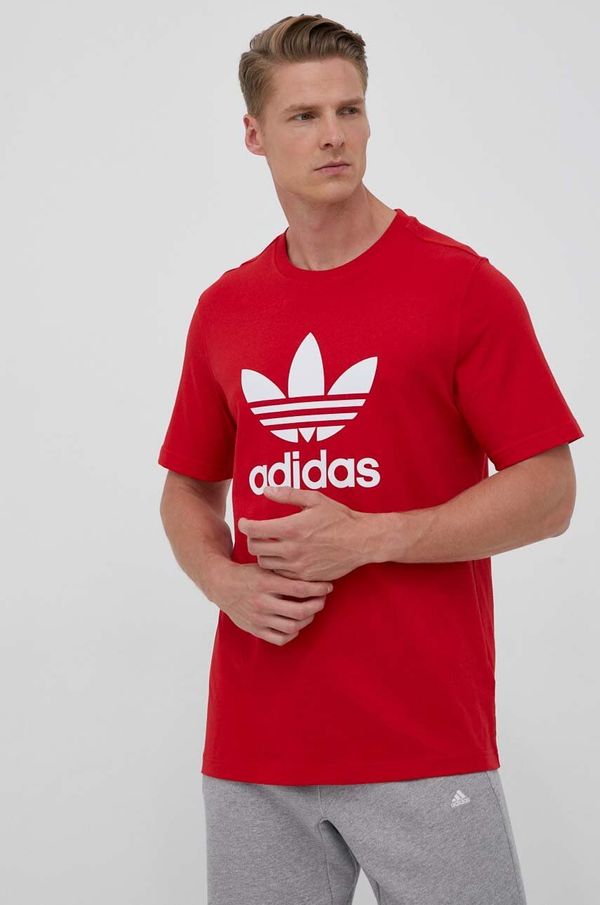 adidas Originals Bombažna kratka majica adidas Originals rdeča barva