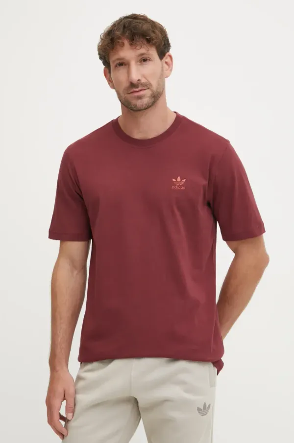 adidas Originals Bombažna kratka majica adidas Originals Trefoil moška, bordo barva, JC9992