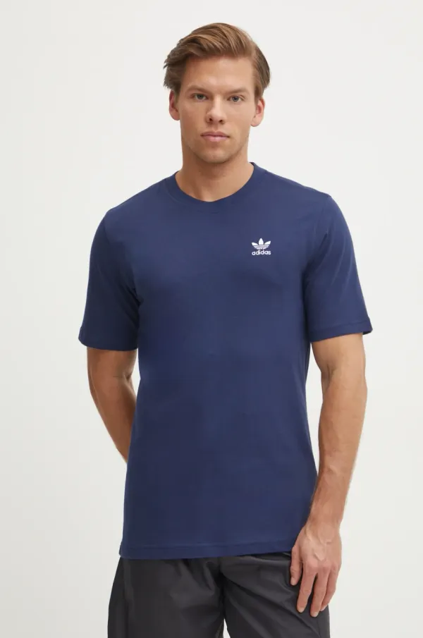 adidas Originals Bombažna kratka majica adidas Originals Trefoil moška, mornarsko modra barva, JC9989