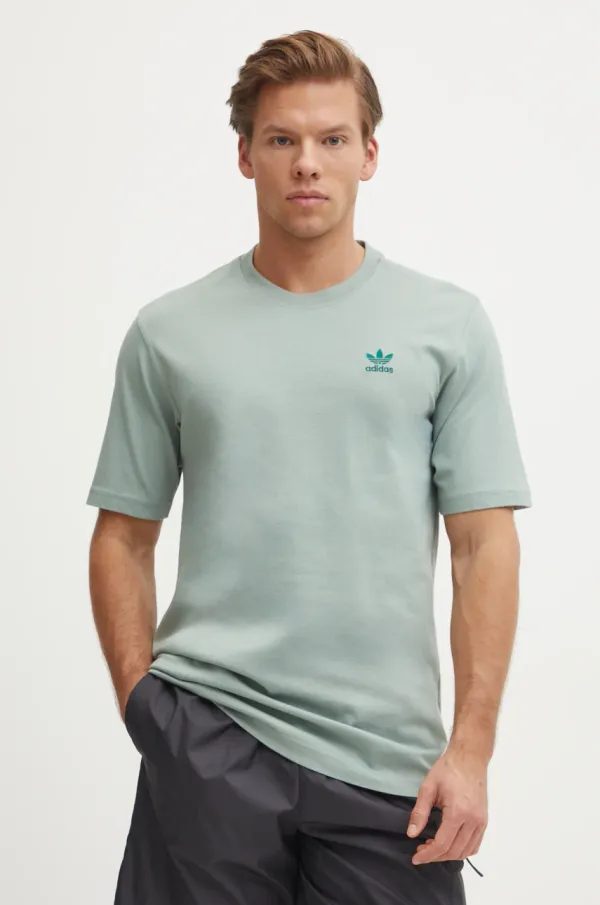 adidas Originals Bombažna kratka majica adidas Originals Trefoil moška, zelena barva, JC9993