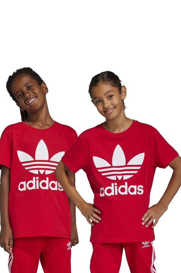 adidas Originals Bombažna kratka majica adidas Originals TREFOIL rdeča barva