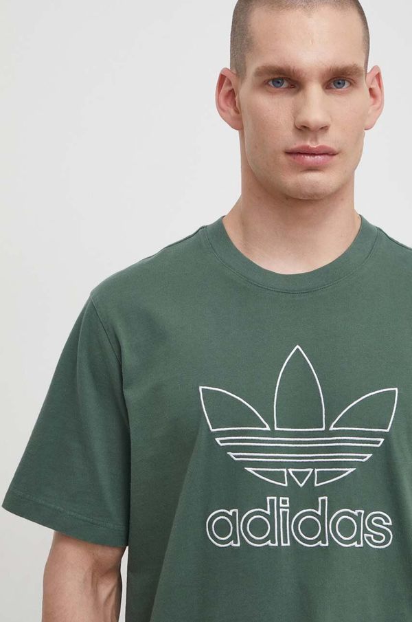 adidas Originals Bombažna kratka majica adidas Originals Trefoil Tee moška, zelena barva, IR7993