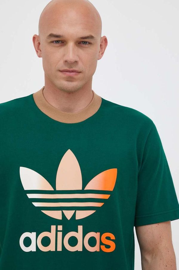 adidas Originals Bombažna kratka majica adidas Originals zelena barva