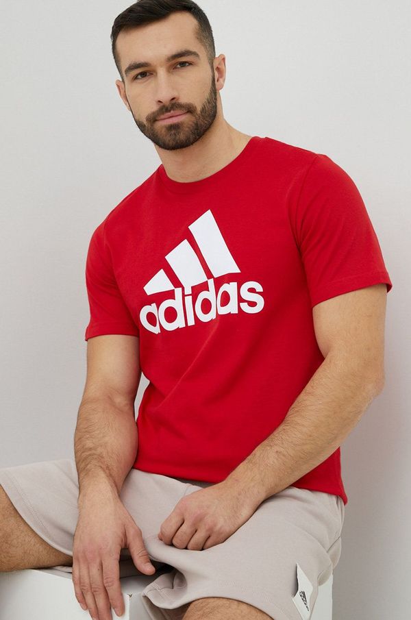 adidas Bombažna kratka majica adidas rdeča barva