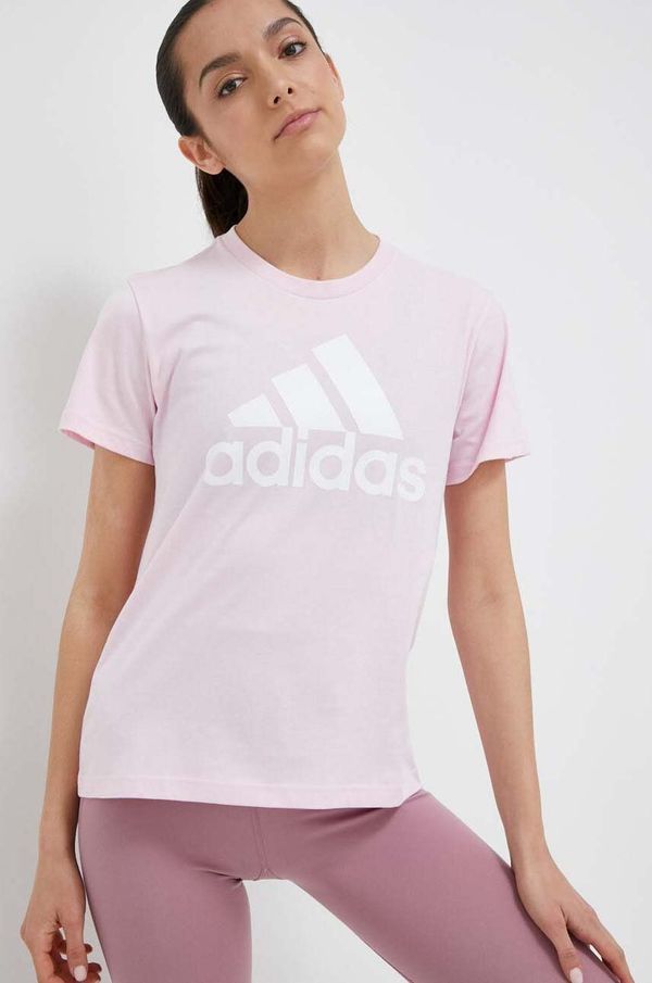 adidas Bombažna kratka majica adidas roza barva