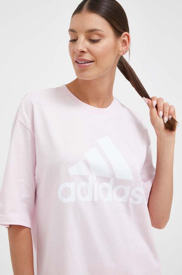 adidas Bombažna kratka majica adidas roza barva