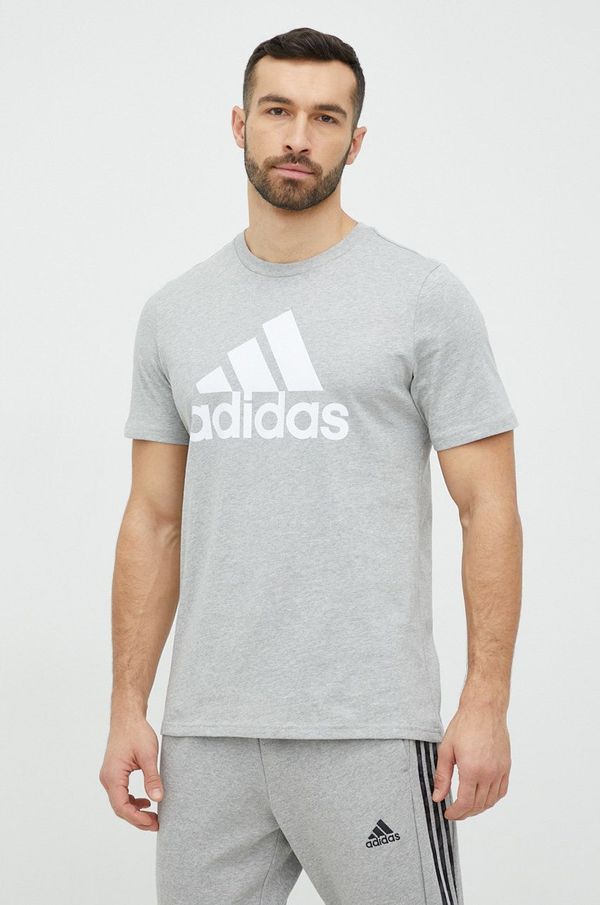 adidas Bombažna kratka majica adidas siva barva