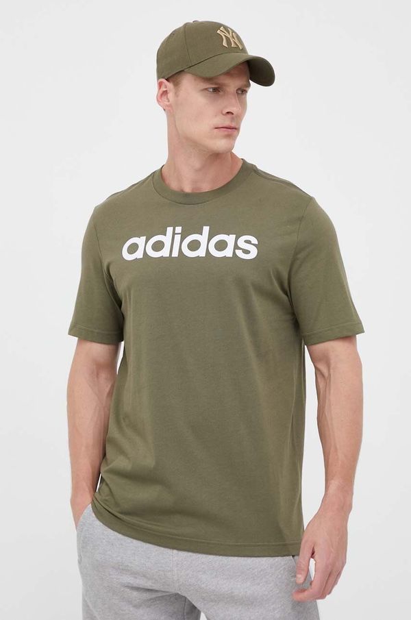 adidas Bombažna kratka majica adidas zelena barva