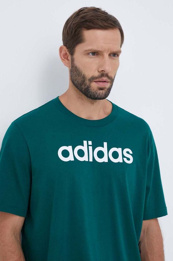 adidas Bombažna kratka majica adidas zelena barva