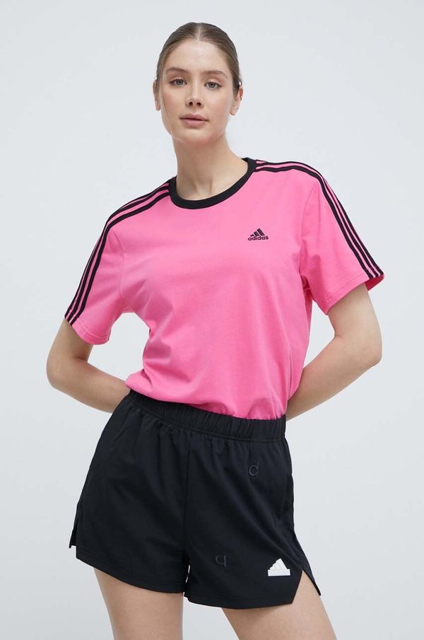 adidas Bombažna kratka majica adidas ženska, roza barva, IS1565