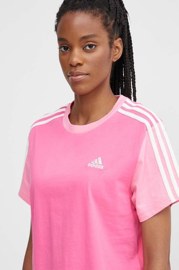adidas Bombažna kratka majica adidas ženska, roza barva, IS1574