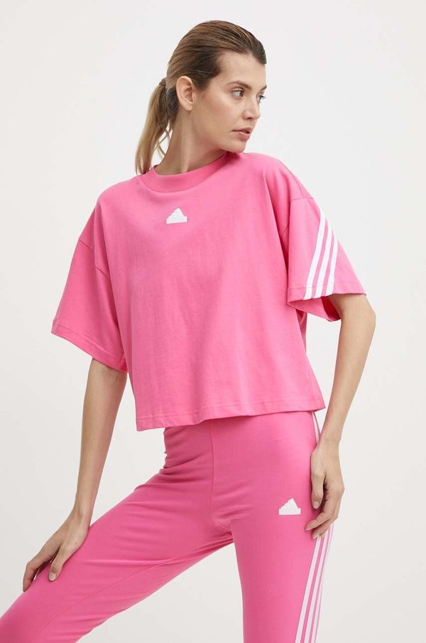 adidas Bombažna kratka majica adidas ženska, roza barva, IS3620