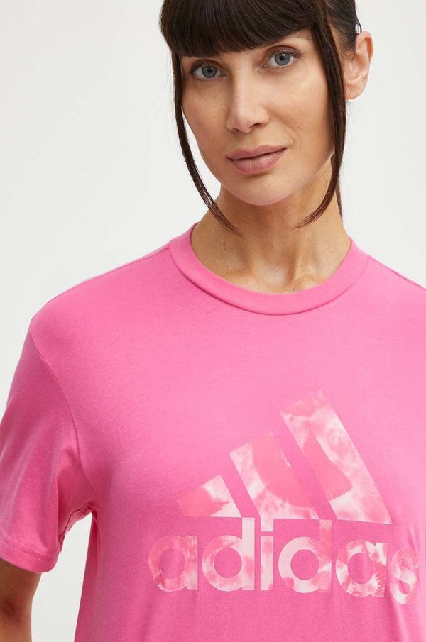 adidas Bombažna kratka majica adidas ženska, roza barva, IS4257