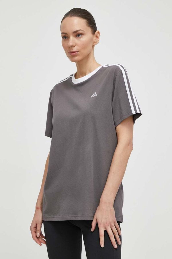 adidas Bombažna kratka majica adidas ženska, siva barva, IS1564