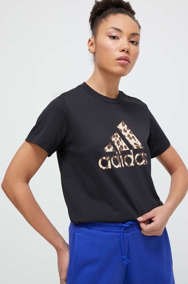 adidas Bombažna kratka majica adidas ženski, črna barva