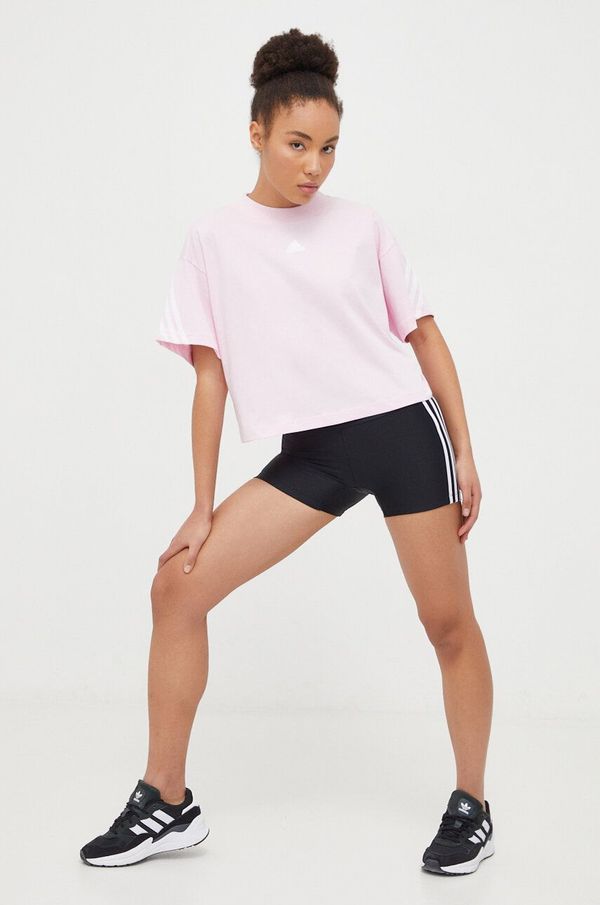 adidas Bombažna kratka majica adidas ženski, roza barva