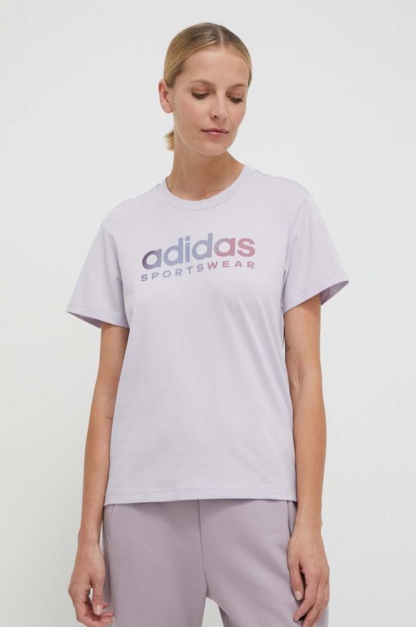 adidas Bombažna kratka majica adidas ženski, vijolična barva