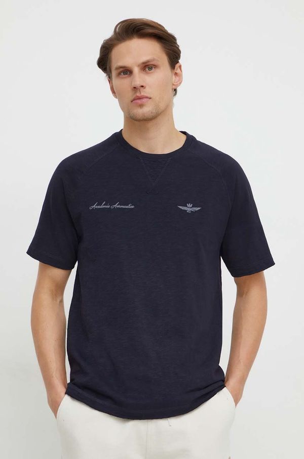 Aeronautica Militare Bombažna kratka majica Aeronautica Militare moški, mornarsko modra barva