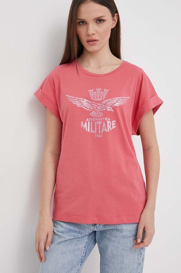 Aeronautica Militare Bombažna kratka majica Aeronautica Militare ženski, roza barva