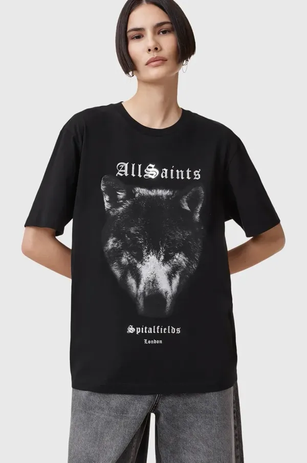 AllSaints Bombažna kratka majica AllSaints DAWN ženska, črna barva, W016JC