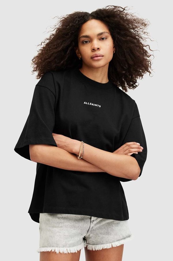 AllSaints Bombažna kratka majica AllSaints DISC AMELIE TEE ženska, črna barva, W082JA