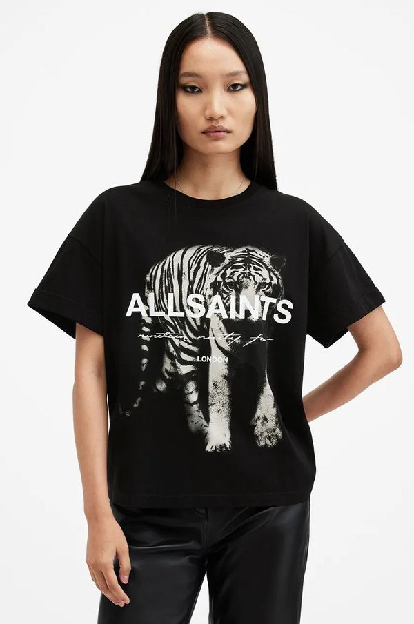 AllSaints Bombažna kratka majica AllSaints KIT BRIAR ženska, črna barva, W151JB