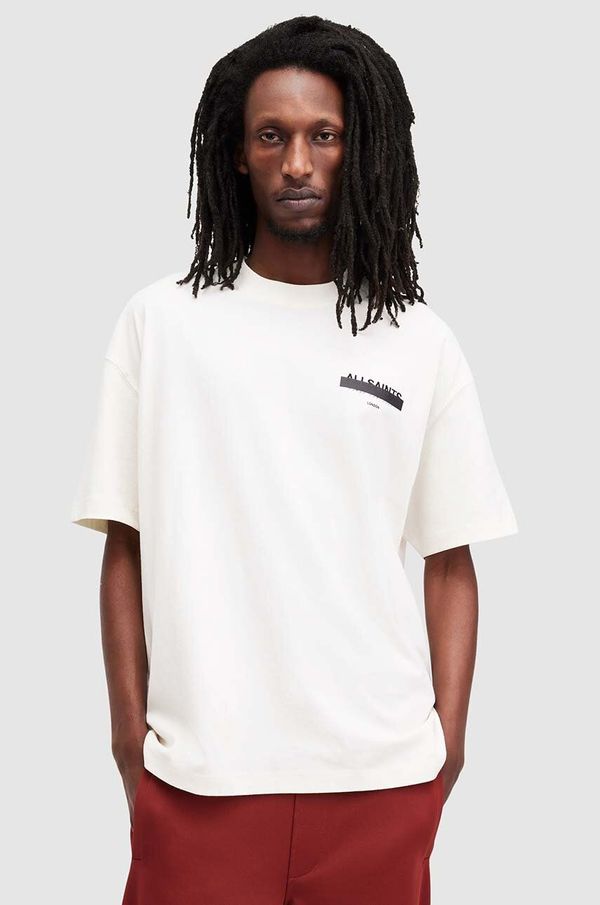 AllSaints Bombažna kratka majica AllSaints REDACT moška, bela barva