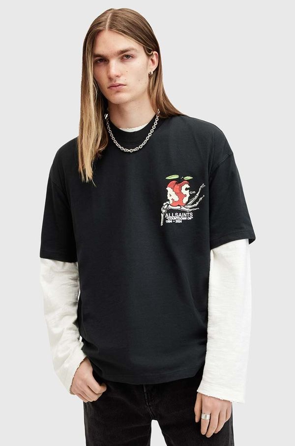 AllSaints Bombažna kratka majica AllSaints TEMPTER moška, črna barva, M026PB