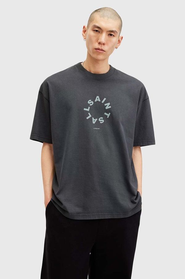 AllSaints Bombažna kratka majica AllSaints TIERRA SS CREW moška, mornarsko modra barva, M072PB