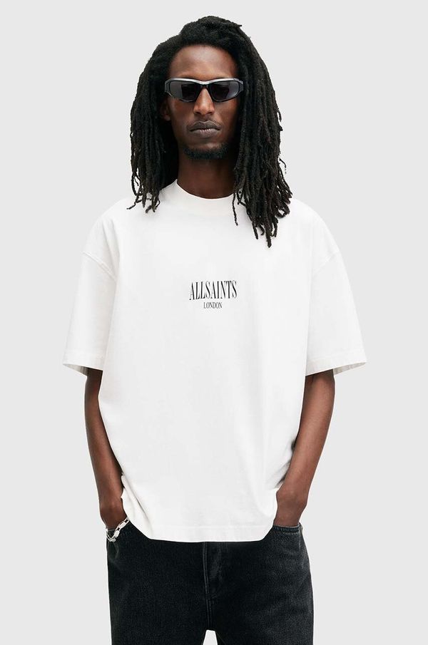 AllSaints Bombažna kratka majica AllSaints TWILIGHT moška, bela barva, M042PB
