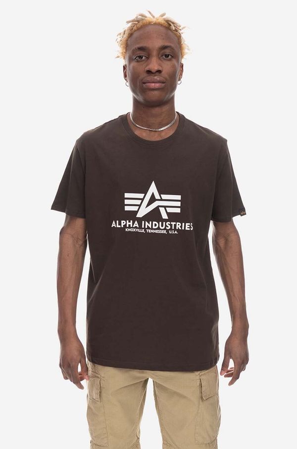 Alpha Industries Bombažna kratka majica Alpha Industries Basic rjava barva