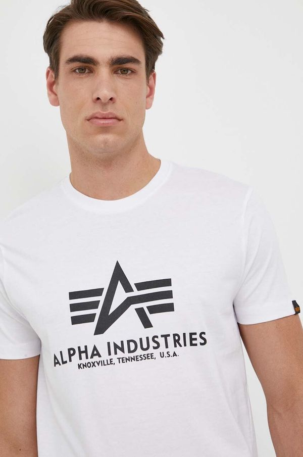 Alpha Industries Bombažna kratka majica Alpha Industries Basic T-Shirt bela barva, 100501.09