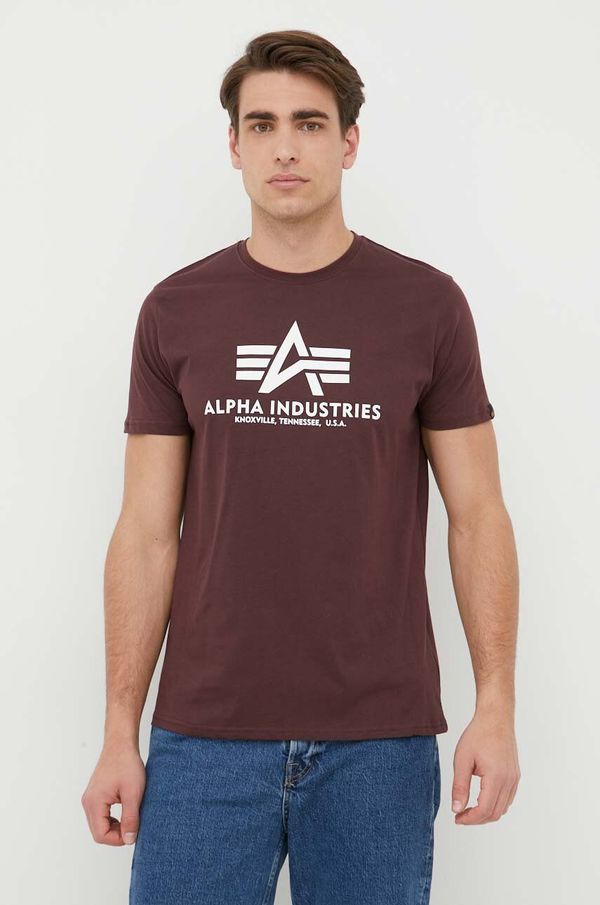 Alpha Industries Bombažna kratka majica Alpha Industries Basic T-Shirt bordo barva, 100501.21