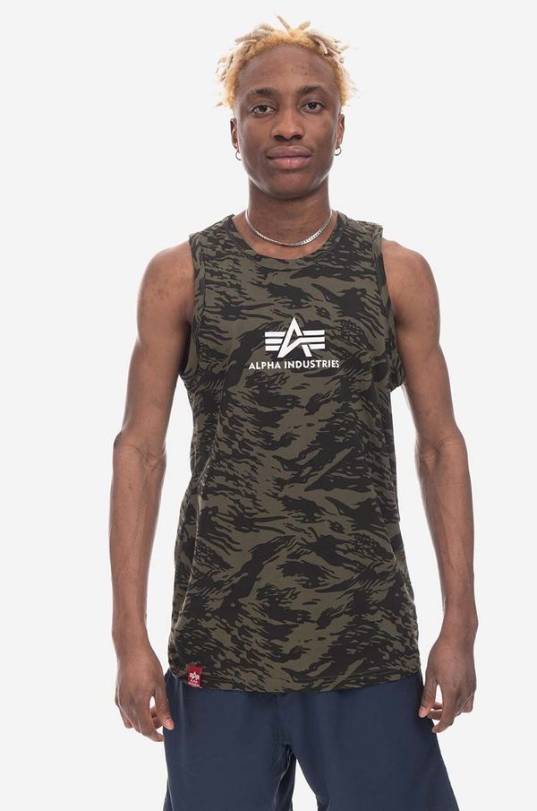 Alpha Industries Bombažna kratka majica Alpha Industries Basic Tank Camo 126566C 634 zelena barva