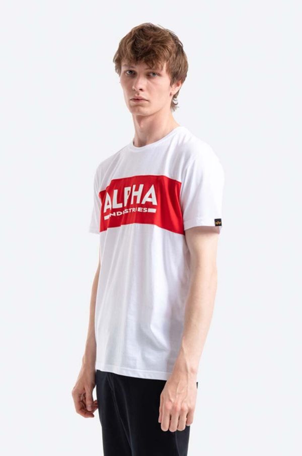 Alpha Industries Bombažna kratka majica Alpha Industries bela barva