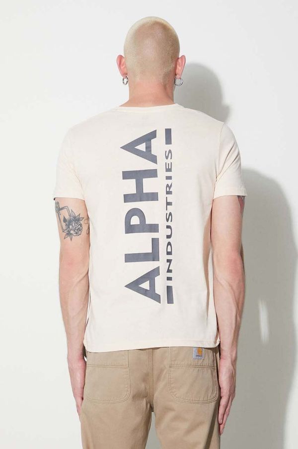 Alpha Industries Bombažna kratka majica Alpha Industries bež barva