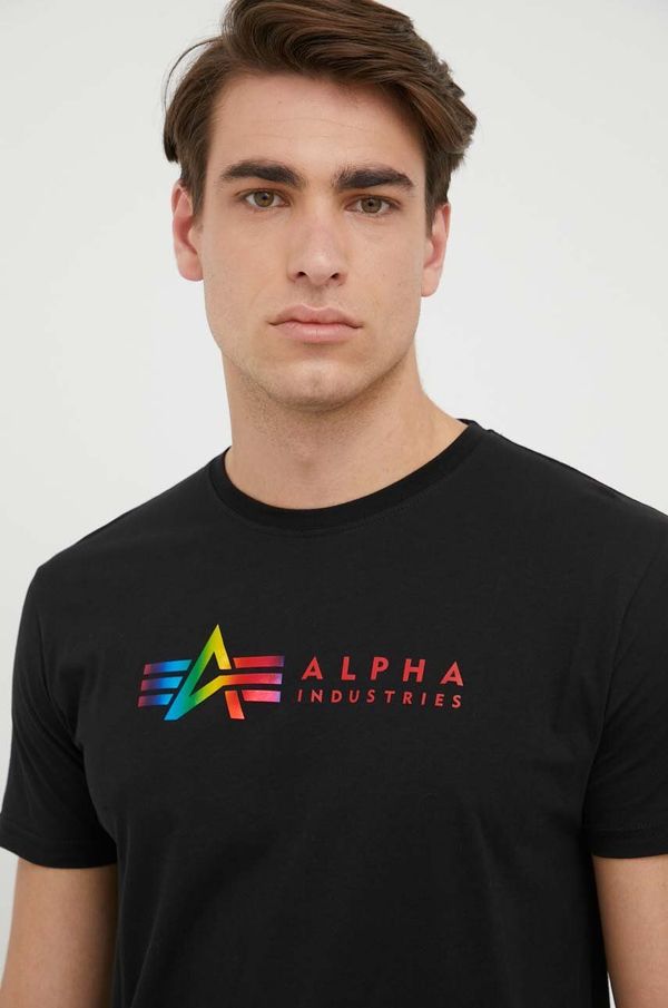 Alpha Industries Bombažna kratka majica Alpha Industries črna barva