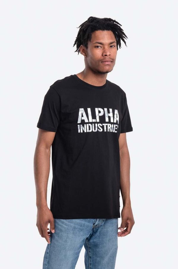 Alpha Industries Bombažna kratka majica Alpha Industries črna barva