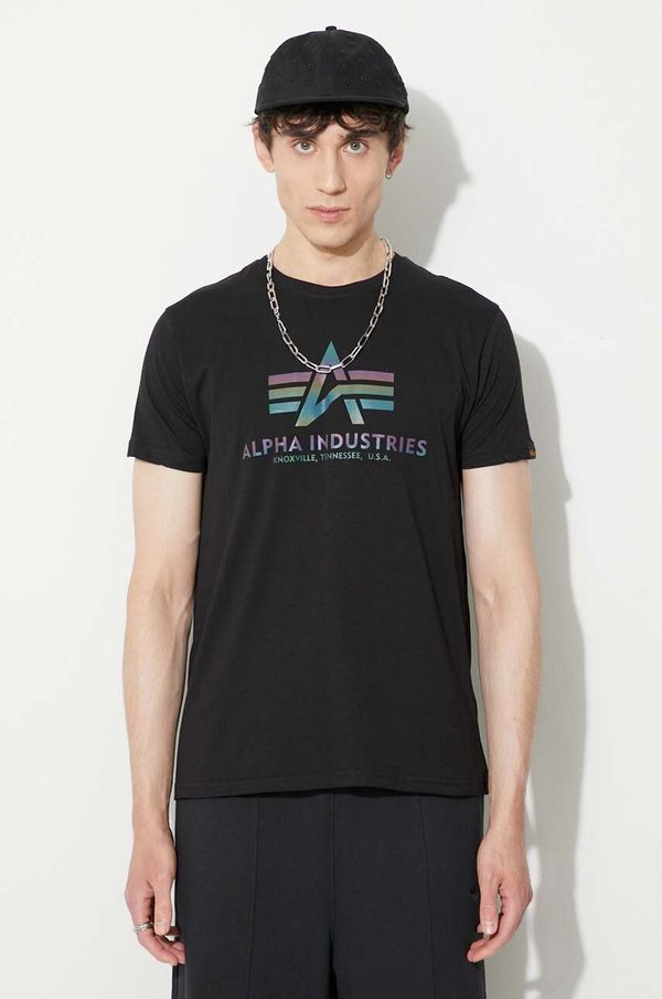 Alpha Industries Bombažna kratka majica Alpha Industries črna barva