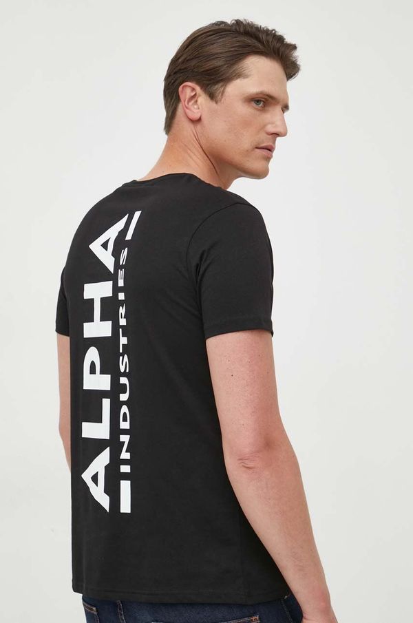 Alpha Industries Bombažna kratka majica Alpha Industries Koszulka Alpha Industries Backprint T 128507 03 črna barva