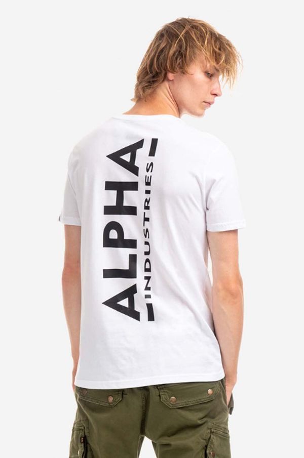 Alpha Industries Bombažna kratka majica Alpha Industries Koszulka Alpha Industries Backprint T 128507 09 bela barva