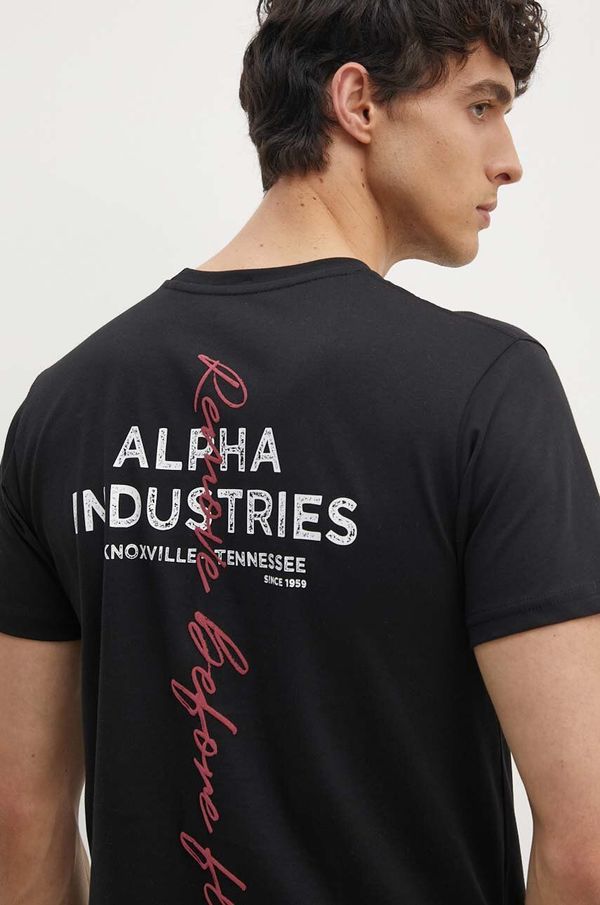 Alpha Industries Bombažna kratka majica Alpha Industries moška, črna barva, 148516