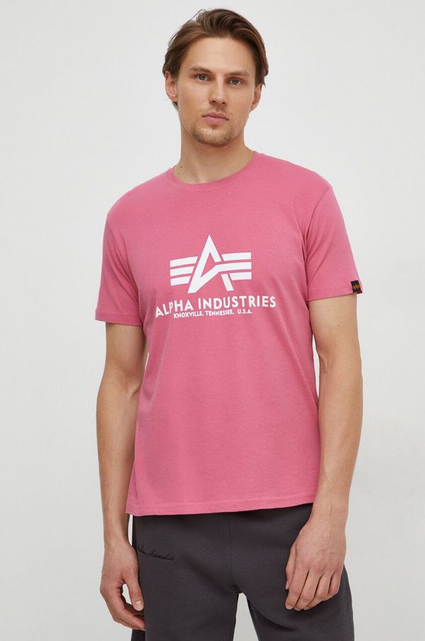 Alpha Industries Bombažna kratka majica Alpha Industries moški, bela barva