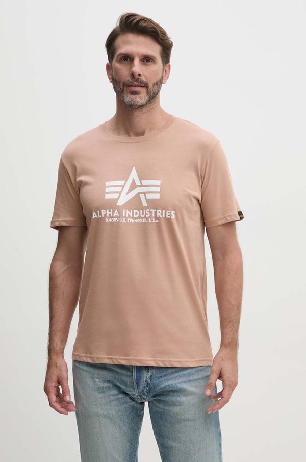 Alpha Industries Bombažna kratka majica Alpha Industries moški, oranžna barva