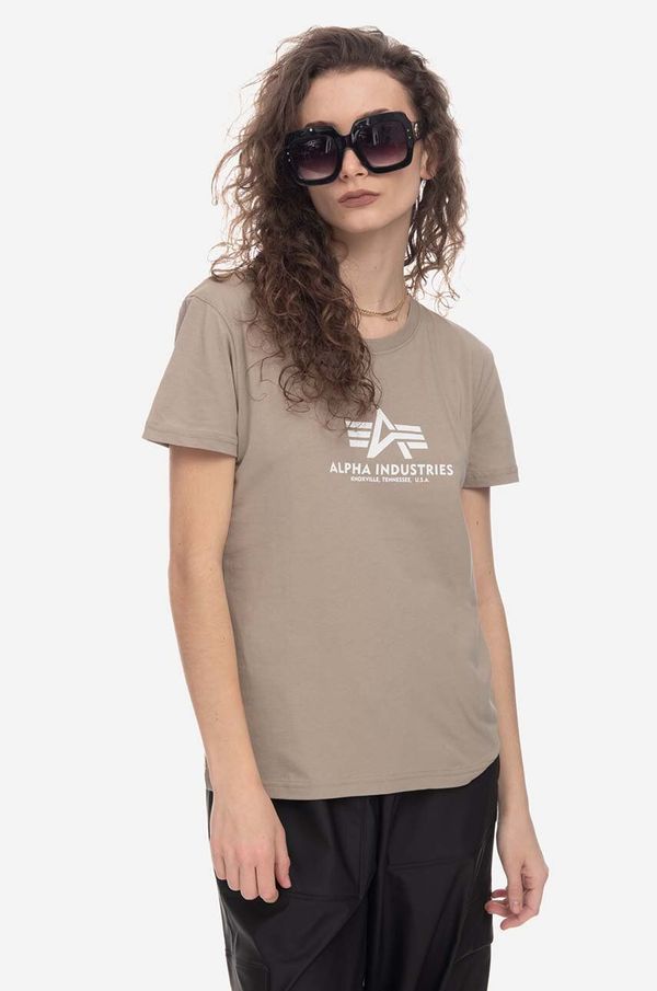 Alpha Industries Bombažna kratka majica Alpha Industries New Basic T Wmn bež barva