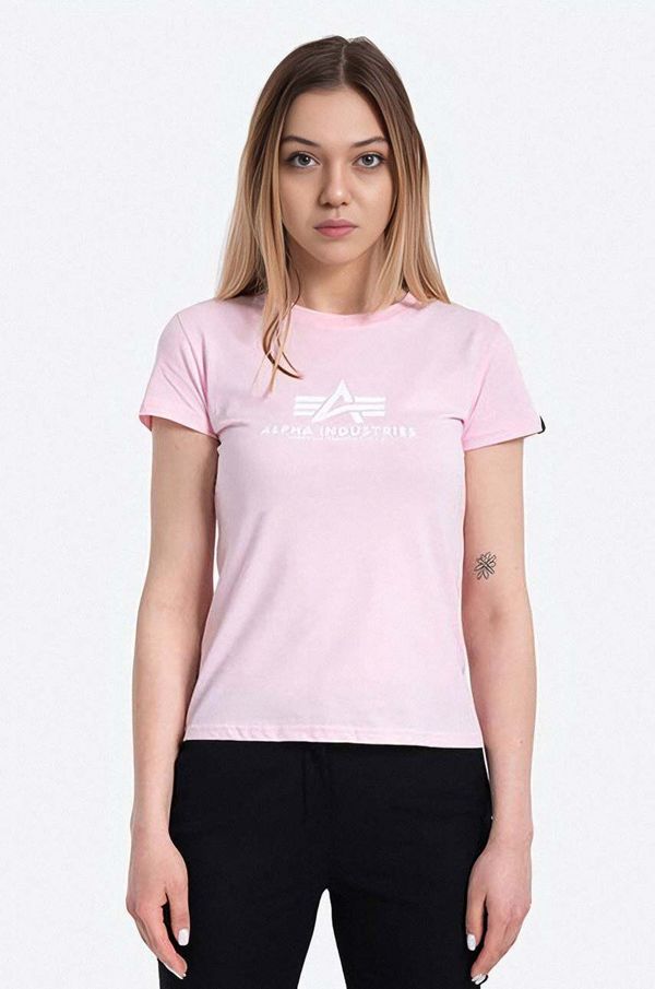 Alpha Industries Bombažna kratka majica Alpha Industries New Basic T Wmn roza barva